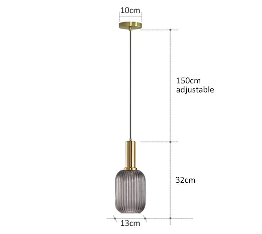 Decorbites™ colorful glass pendant lights featuring a gold-toned metal fixture and textured smoked glass shade