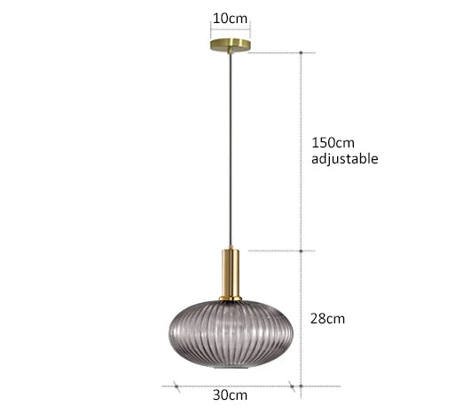 Decorbites™ colorful glass pendant lights featuring a modern textured smoked glass shade with brass accents