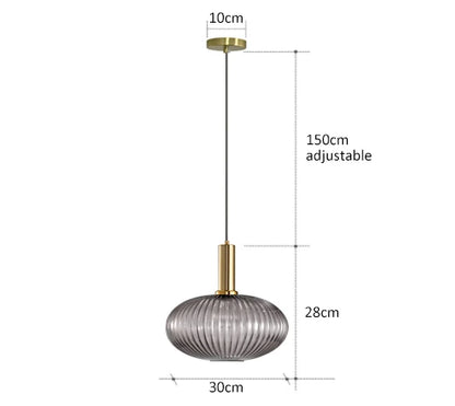 Decorbites™ colorful glass pendant lights featuring a modern textured smoked glass shade with brass accents