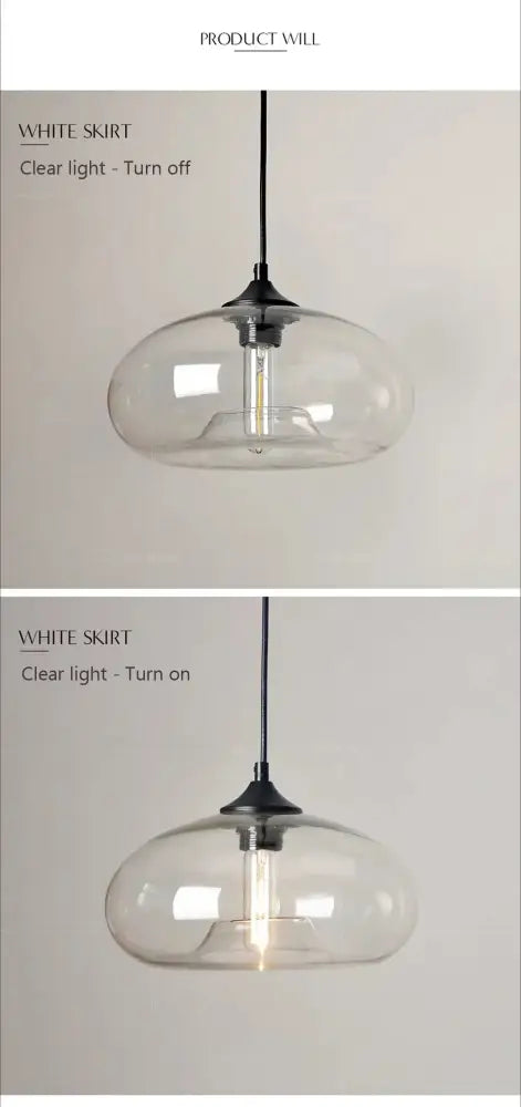Clear glass colorful led pendant light with black metal suspension and exposed filament bulb for restaurant use
