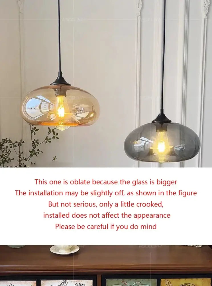 Decorbites colorful led glass pendant lights with frosted amber and smoky gray shades for restaurant use