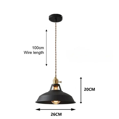 Black metal pendant lights with brass-finished chain feature industrial design in DecorBites™ colorful retro pendant collection