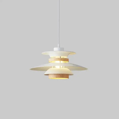 White and light wood layered pendant lamp with modern tiered design from decorbites colorful umbrella led chandeliers collection