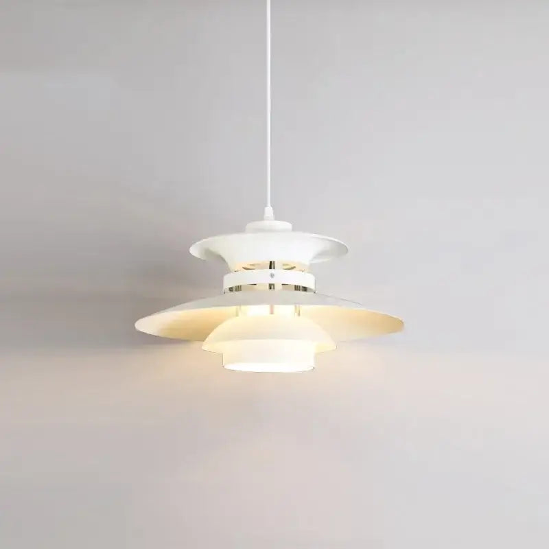 White layered pendant light with frosted glass shades in the decorbites colorful umbrella led chandeliers collection