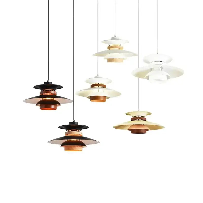 Modern tiered pendant lights in black white and gold metallic finishes for decorbites colorful umbrella led chandeliers