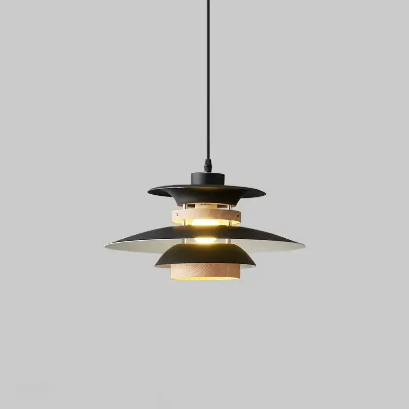 Black and wood layered pendant light with modern tiered design for decorbites colorful umbrella led chandeliers