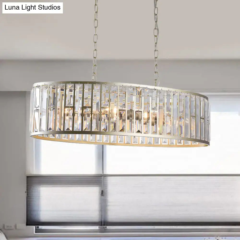 DecorBites™ contemporary black gold pendant light with silver oval frame and crystal bars for dining room with e26 e27 bulb base