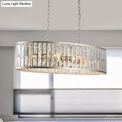 DecorBites™ contemporary black gold pendant light with silver oval frame and crystal bars for dining room with e26 e27 bulb base