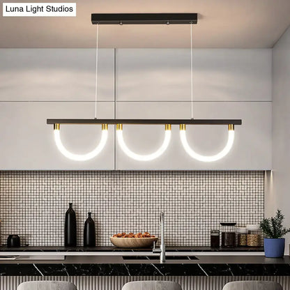 Modern black and gold decorbites contemporary island lamp with three glowing circular led acrylic lights