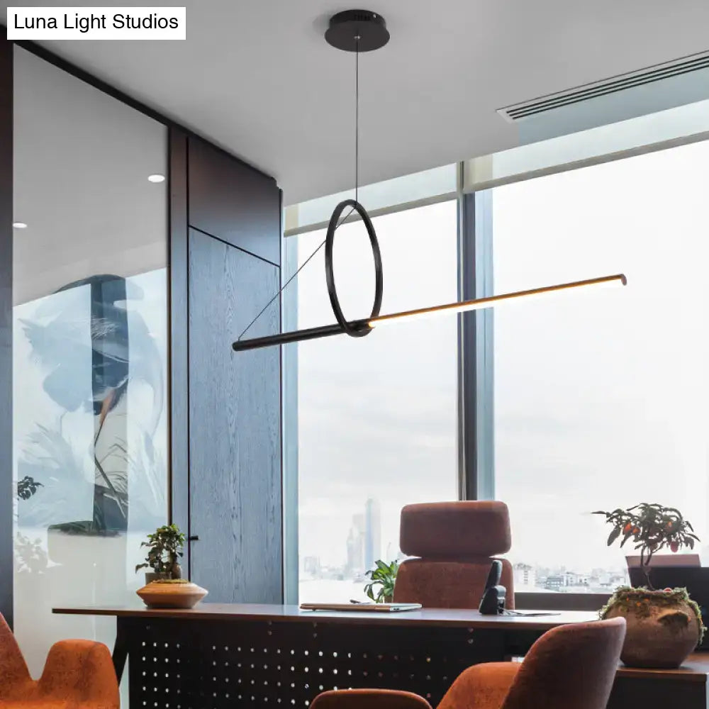 Decorbites™ contemporary black led ceiling light with metal ring and remote control for dining room use