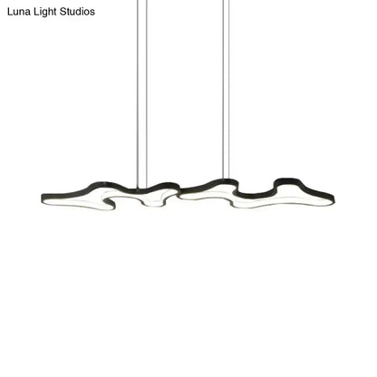 DecorBites contemporary black white LED pendant island light with sleek cloud-like metal island light frame design