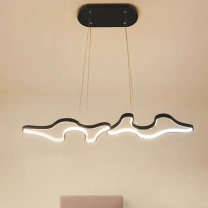 DecorBites™ contemporary black white metal island light with sleek cloud-like led ceiling design for modern interiors