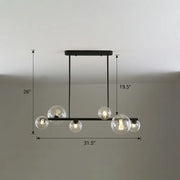 Black metal DecorBites™ chandelier with five clear glass globe bulbs ceiling light for dining room use