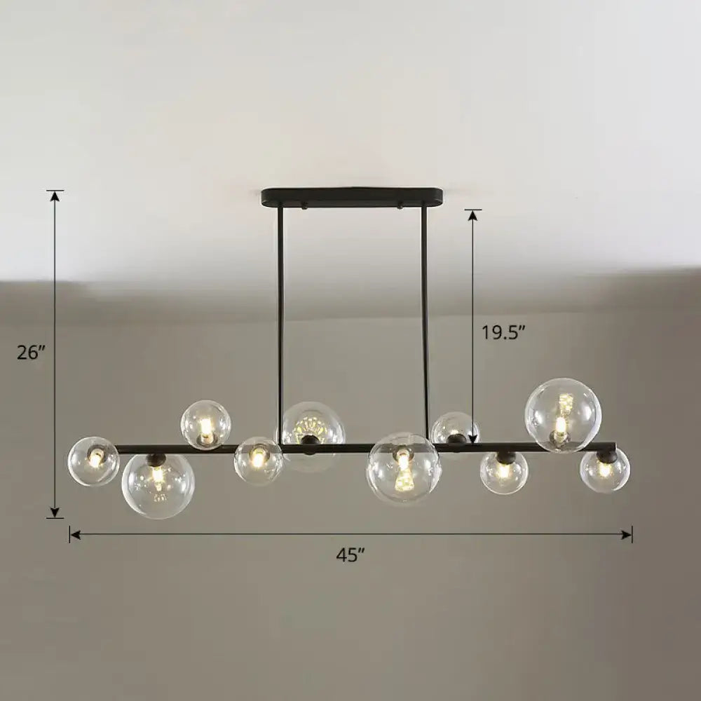 DecorBites contemporary black metal ceiling light with clear glass globes for stylish dining room illumination