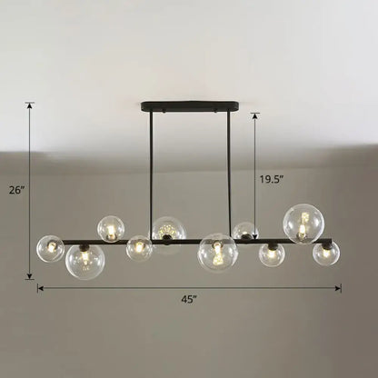DecorBites contemporary black metal ceiling light with clear glass globes for stylish dining room illumination