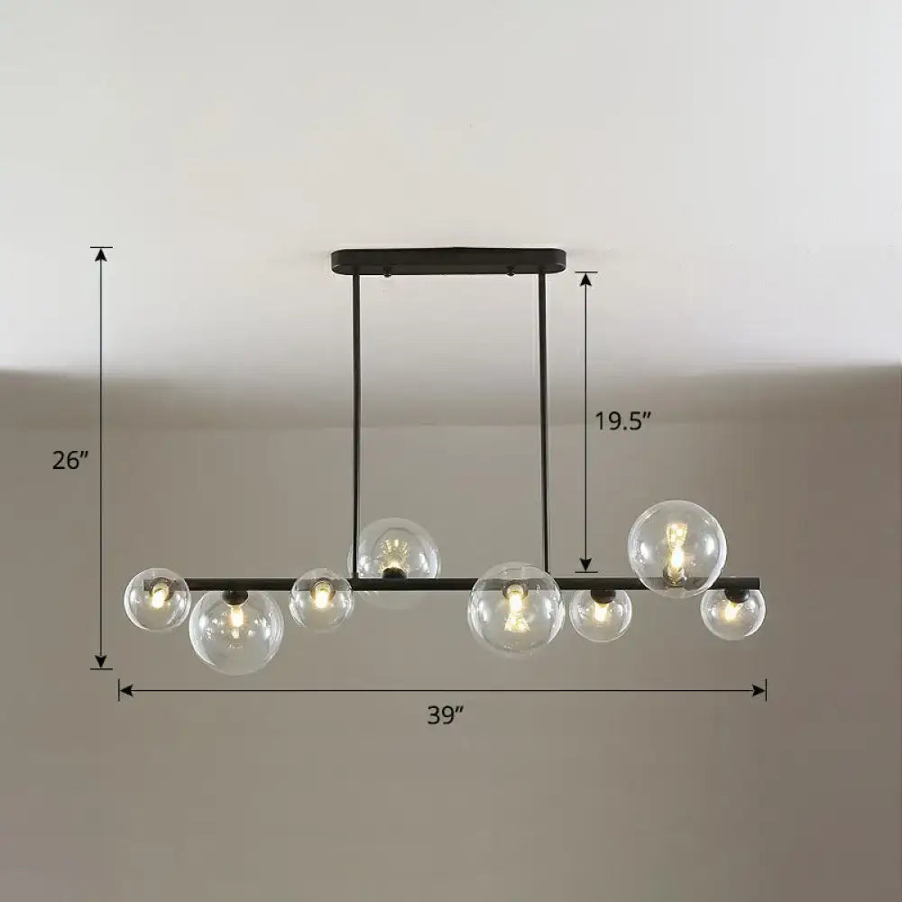 Decorbites™ contemporary black metal ceiling light with clear glass globe bulbs for dining room lighting