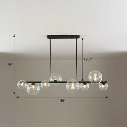 Decorbites™ contemporary black metal ceiling light with clear glass globe bulbs for dining room lighting