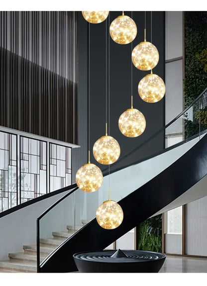 Decorbites contemporary crystal ball chandelier with golden modern spiral pendant lights for dining room lighting