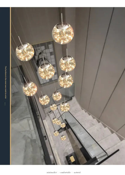 Decorbites contemporary crystal ball chandelier with modern spiral design and warm glass orbs for dining room lighting