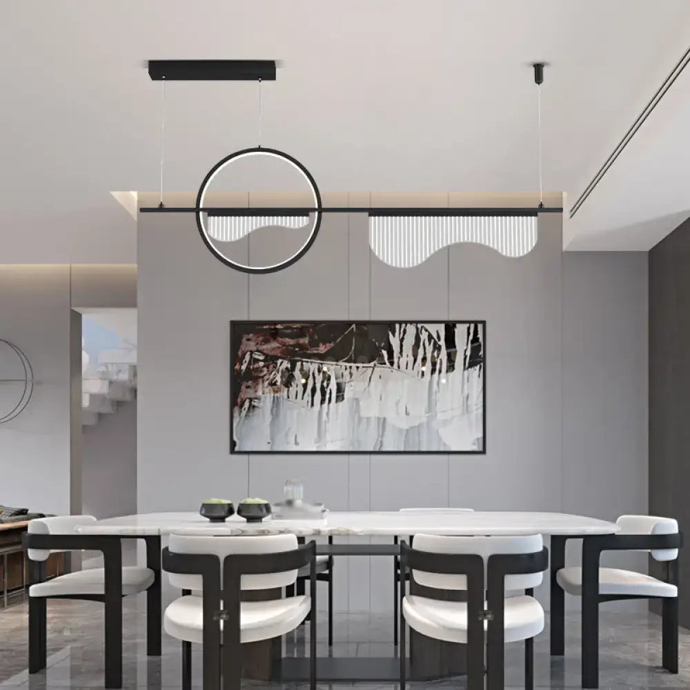 Decorbites™ modern black and white circular pendant light with minimalist design for dining room island lighting