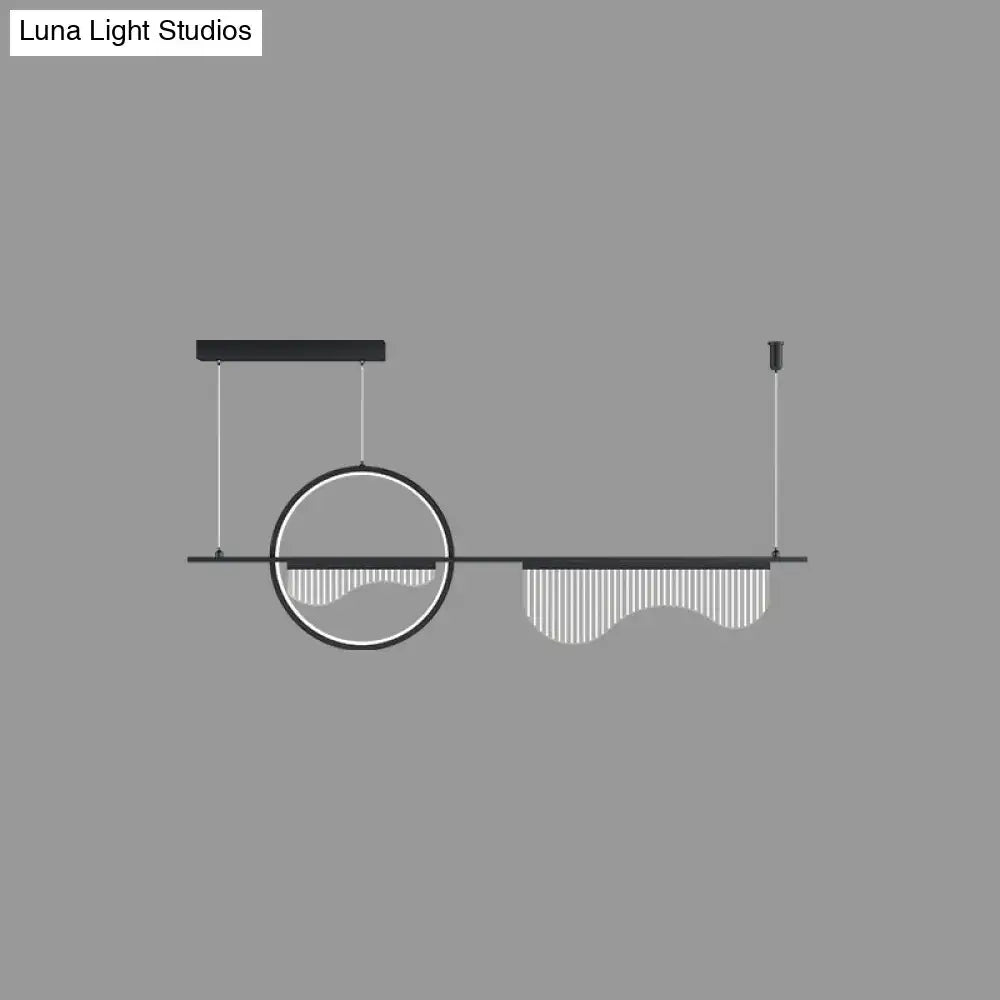 DecorBites™ contemporary black and white minimalist pendant light with circular frame for dining room island