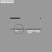 DecorBites™ contemporary black and white minimalist pendant light with circular frame for dining room island