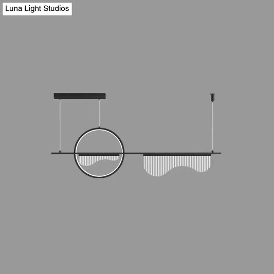 DecorBites™ contemporary black and white minimalist pendant light with circular frame for dining room island