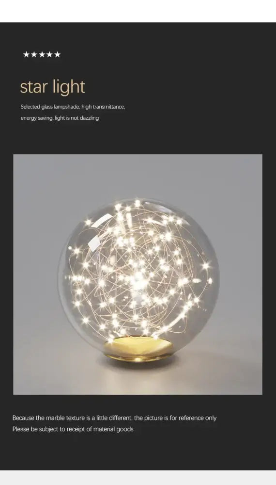 DecorBites™ contemporary led glass ceiling chandelier with clear spherical lamp and golden base illuminated by warm leds