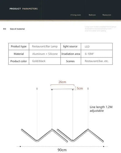 Adjustable gold and black aluminum and silicone decorbites led pendant lights 2-head 90cm for restaurant and bar use