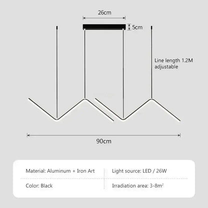 Decorbites™ contemporary black led pendant lights with sleek aluminum iron design and adjustable 1.2 meter line