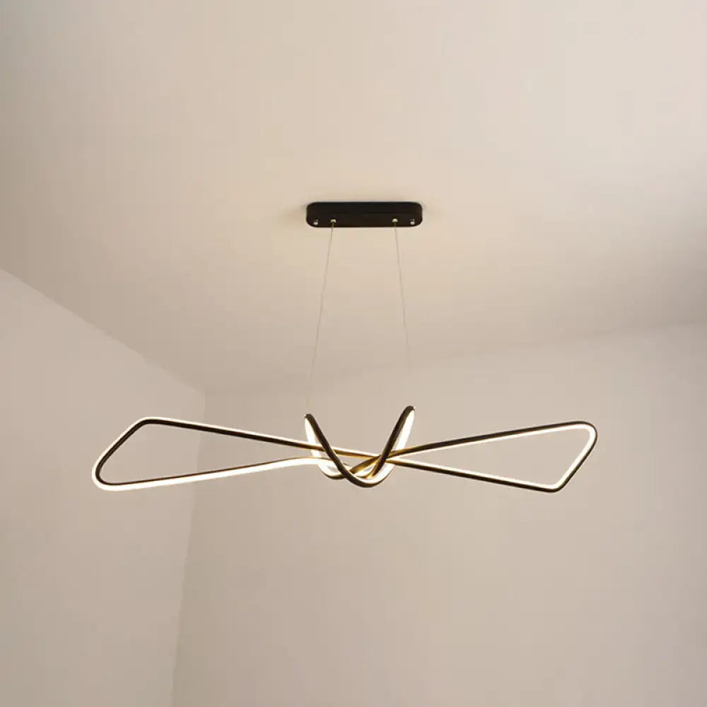 DecorBites™ contemporary metal dining pendant light with sleek metallic frame and glowing bowtie led island lighting