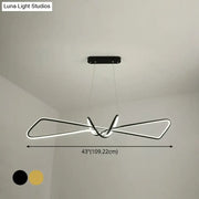 Modern minimalist led chandelier with sleek black or gold wireframe for contemporary metal dining bowtie led island lighting