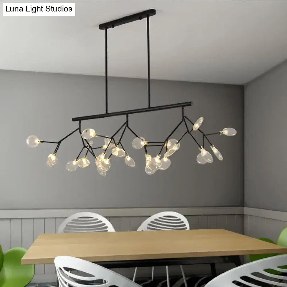 DecorBites™ modern black metal pendant lighting with clear glass shade and round canopy for bedroom island design