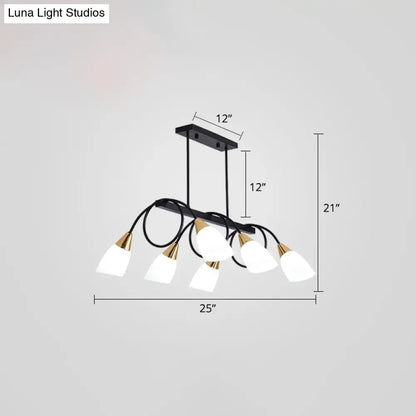 Modern black and gold decorbites™ contemporary milk glass pendant light with five frosted tulip shade island lamps ideal for restaurants