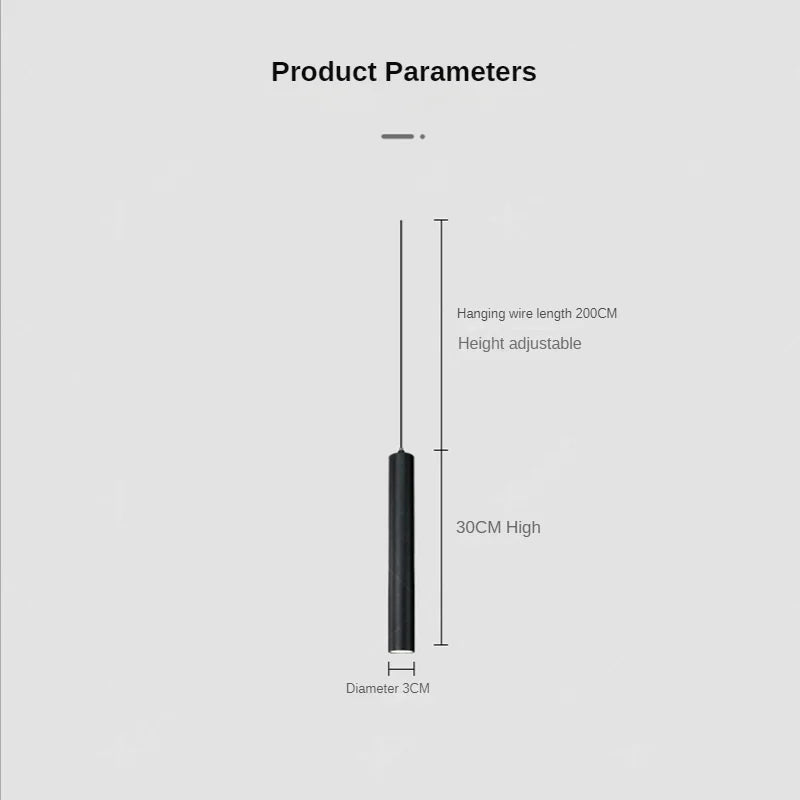 DecorBites™ contemporary black nordic led pendant light with adjustable wire for dining room featuring 30cm height and 3cm diameter