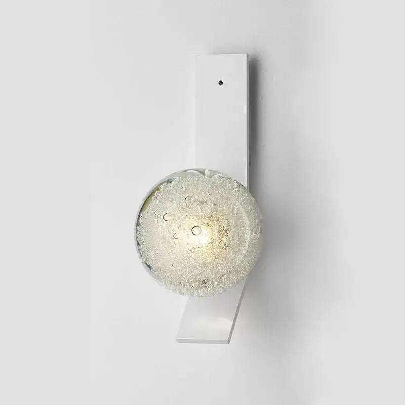 Decorbites™ contemporary wall light with modern white wall sconce and spherical glass globe filled with bubbles