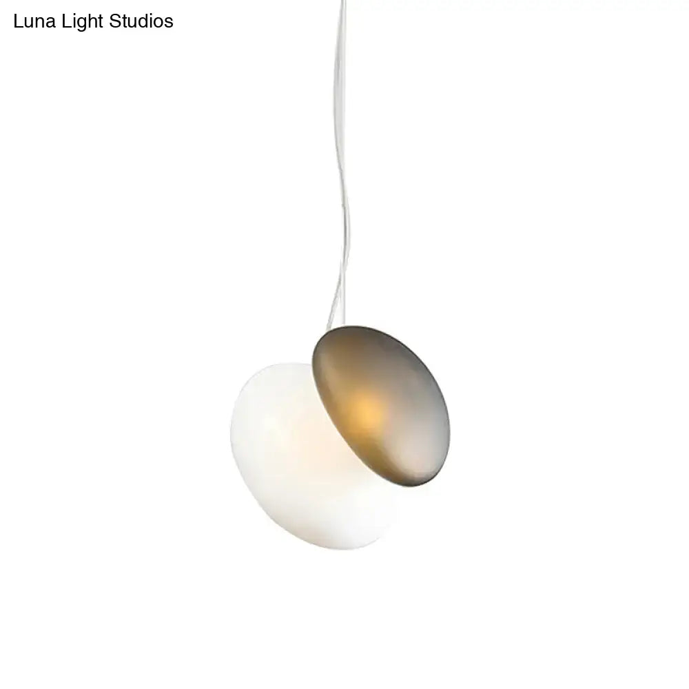Decorbites contemporary white glass pendant light with overlapping white glass stacked oval shades for dining room ceiling 220v-240v 110v-120v