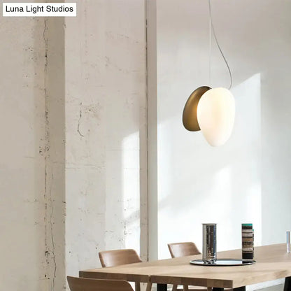 DecorBites™ contemporary white glass pendant light with frosted shade and matte gold base for dining room ceiling 220v-240v