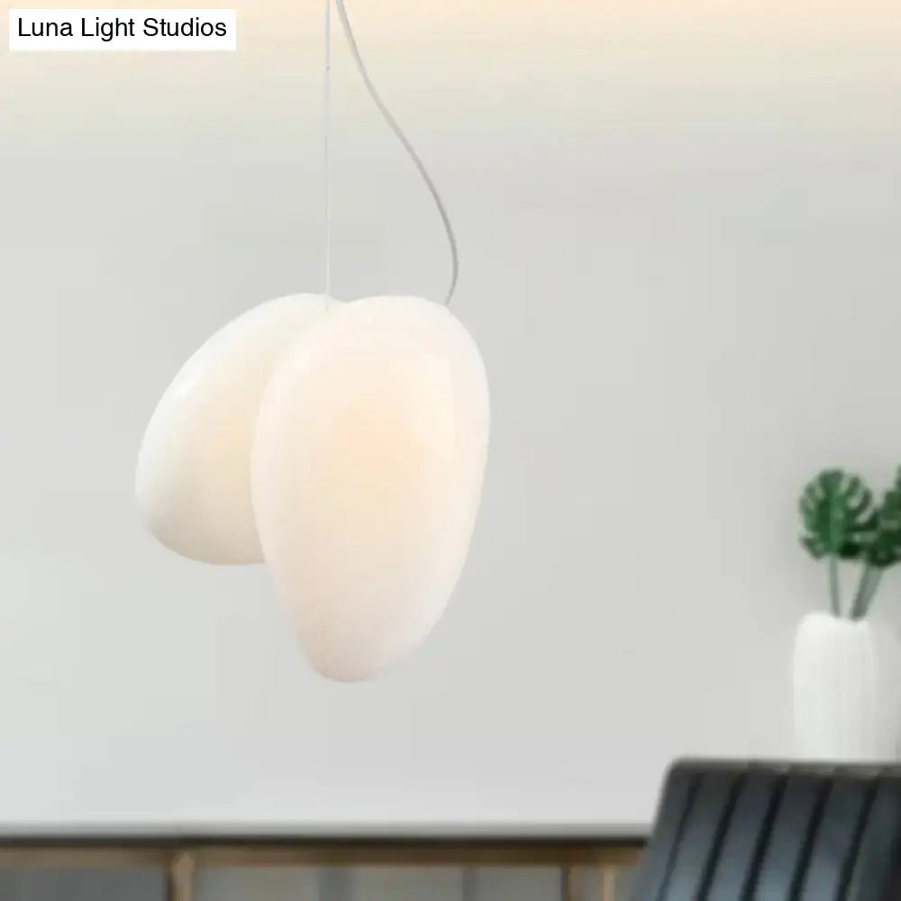 Creamb-colored smooth-textured decorbites™ contemporary white glass pendant light with modern asymmetrical design for dining room ceiling 220v-240v 110v-120v