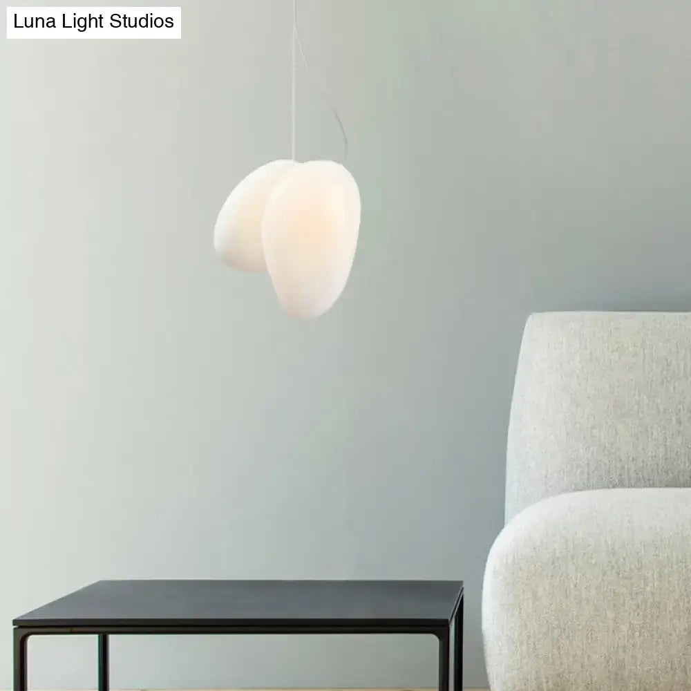 A soft off-white white glass pendant light with an organic egg shape for dining room ceiling 220v-240v 110v-120v