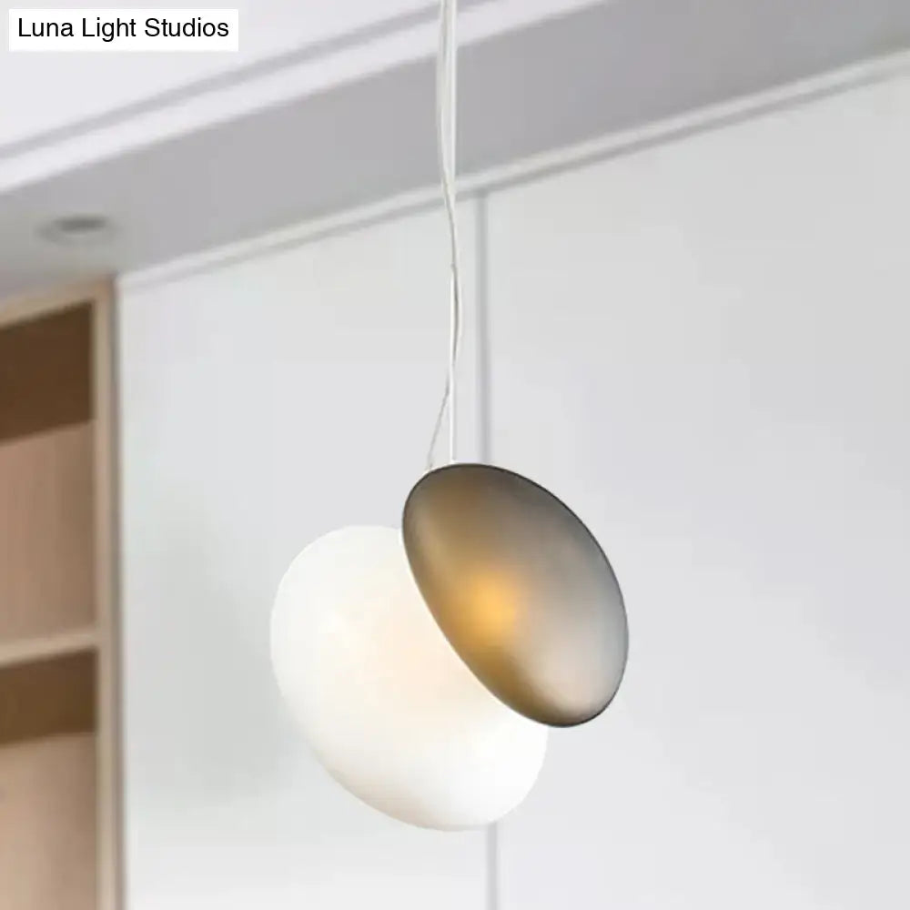 DecorBites™ contemporary white glass pendant light with overlapping white glass stacked oval shades for dining room ceiling 220v-240v 110v-120v