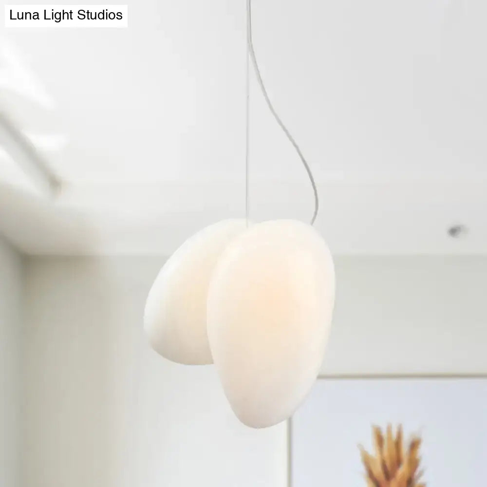 Cream-colored decorbites™ contemporary white glass pendant light with overlapping oval shapes for dining room ceiling 220v-240v 110v-120v