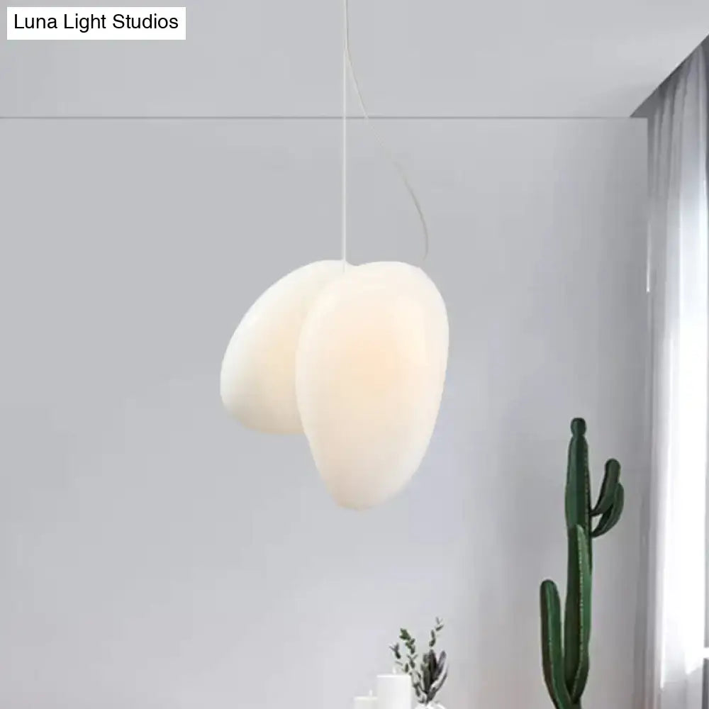 Decorbites™ contemporary white glass pendant light with cream-colored diffuse shade for dining room ceiling 220v-240v 110v-120v
