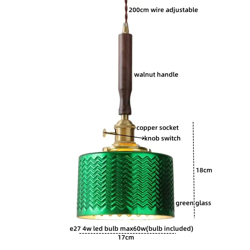 DecorBites™ Copper Ceramic LED Pendant Light with Knob Switch - 4w Bulb & Lamparas Colgante