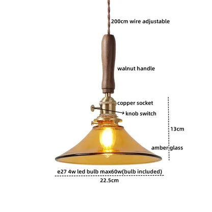 DecorBites™ Copper Ceramic LED Pendant Light with Knob Switch - 4w Bulb & Lamparas Colgante