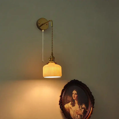 DecorBites™ Copper Ceramic LED Wall Light Fixture Pull Chain Switch Modern Wall Lamp