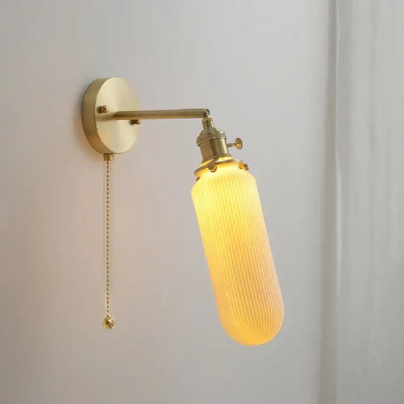 DecorBites™ Copper Ceramic Wall Sconce Pull Chain LED Wall Light
