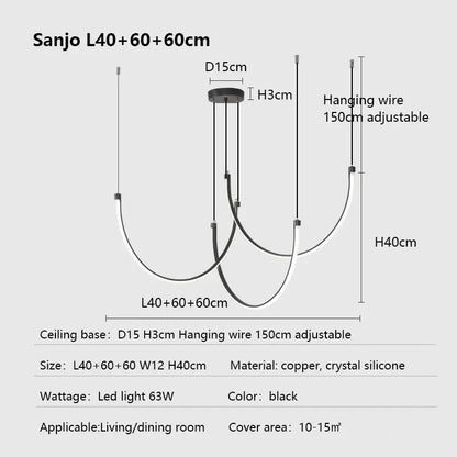 DecorBites™ Copper Chandelier: Nordic Minimalist Lines Pendant Light for Living Room Decor