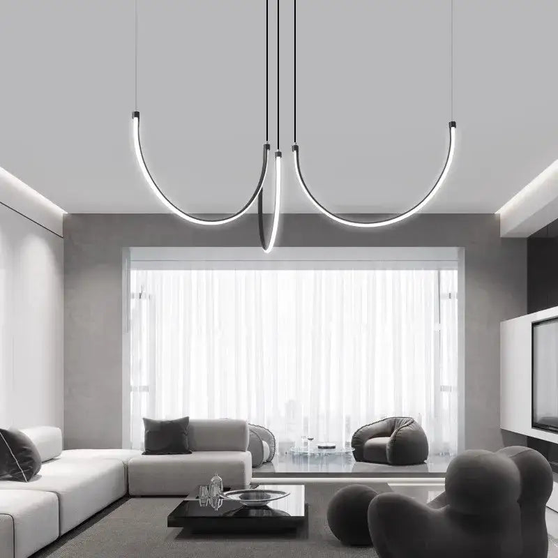 DecorBites™ Copper Chandelier: Nordic Minimalist Lines Pendant Light for Living Room Decor