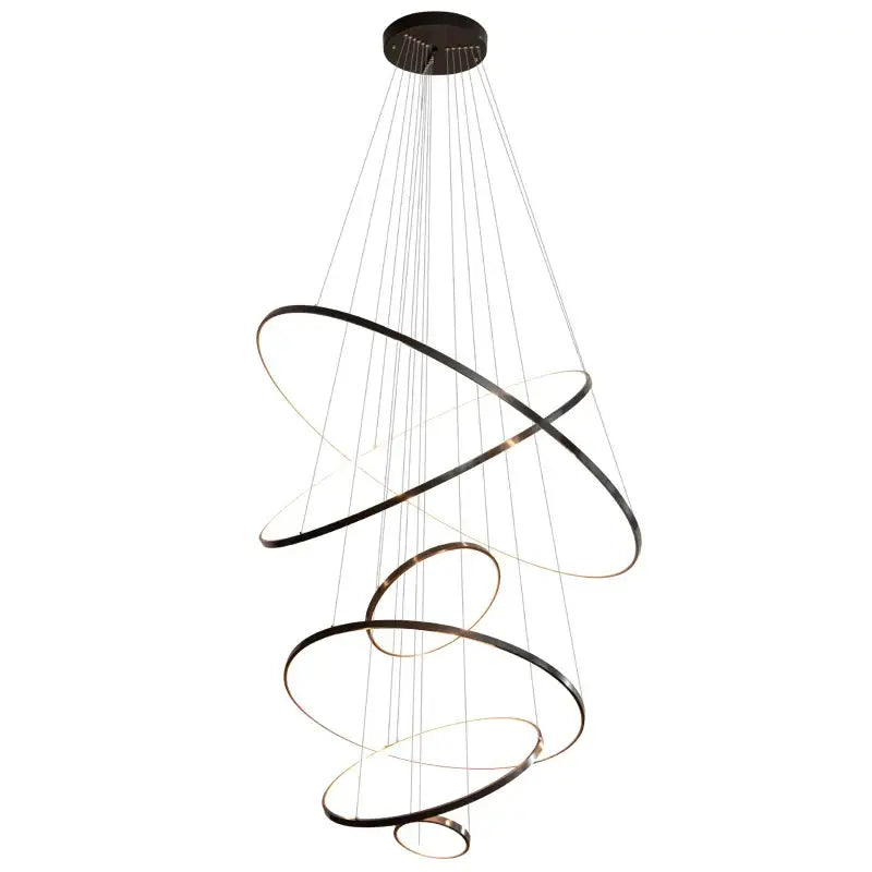 DecorBites™ Copper Circle Chandelier: Modern Minimalist Luxury for Living Room, Restaurant, Villa Staircase